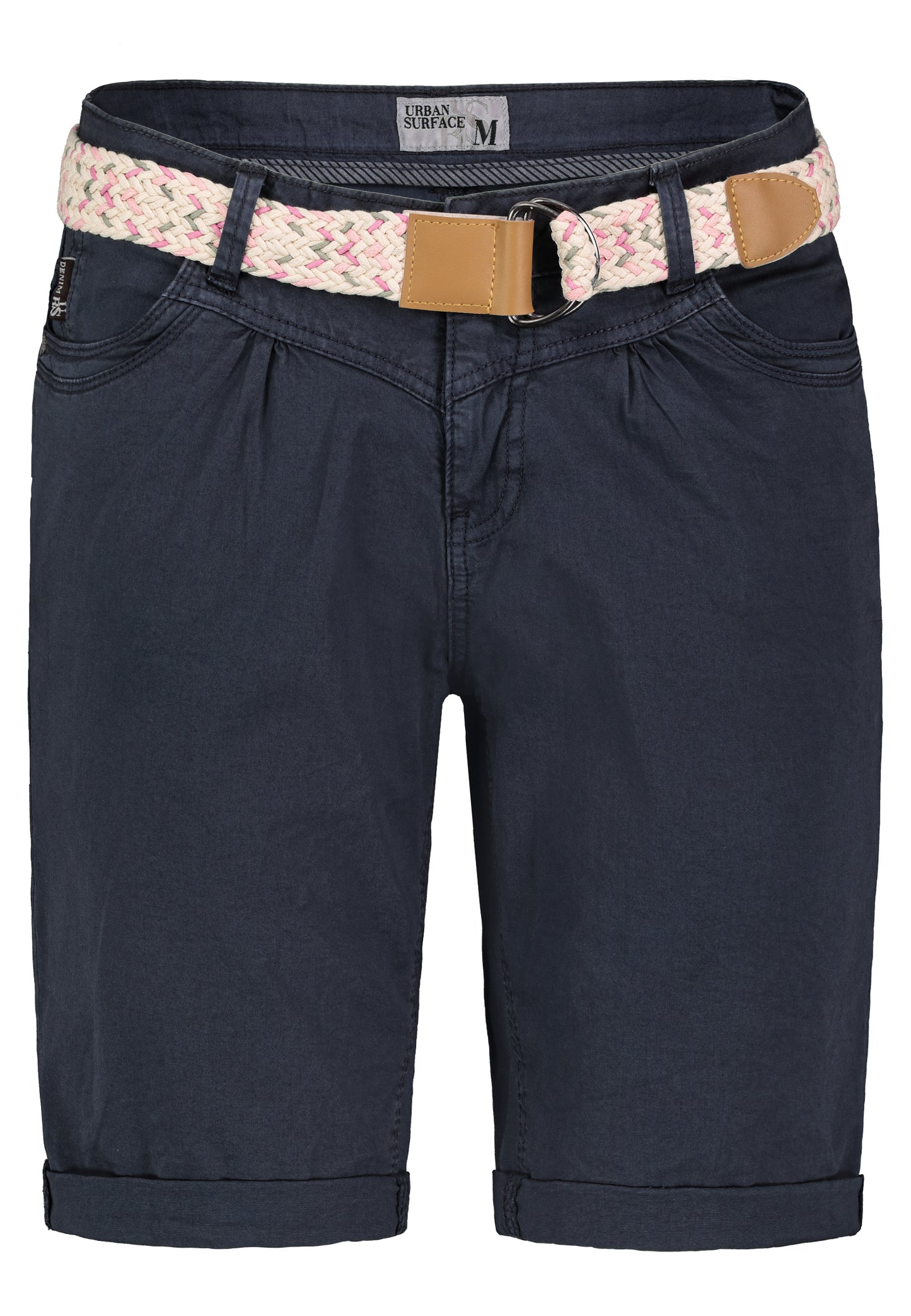 DOB Bermuda, vordere Eingriffstaschen mit Piping,spezielle Coinpocket, Passe vorne mit Kräusel,Turn-up, breiter Gürtel mit D-rings