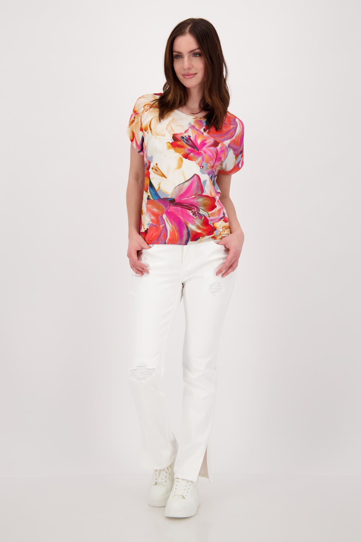 T-Shirt, melone gemustert