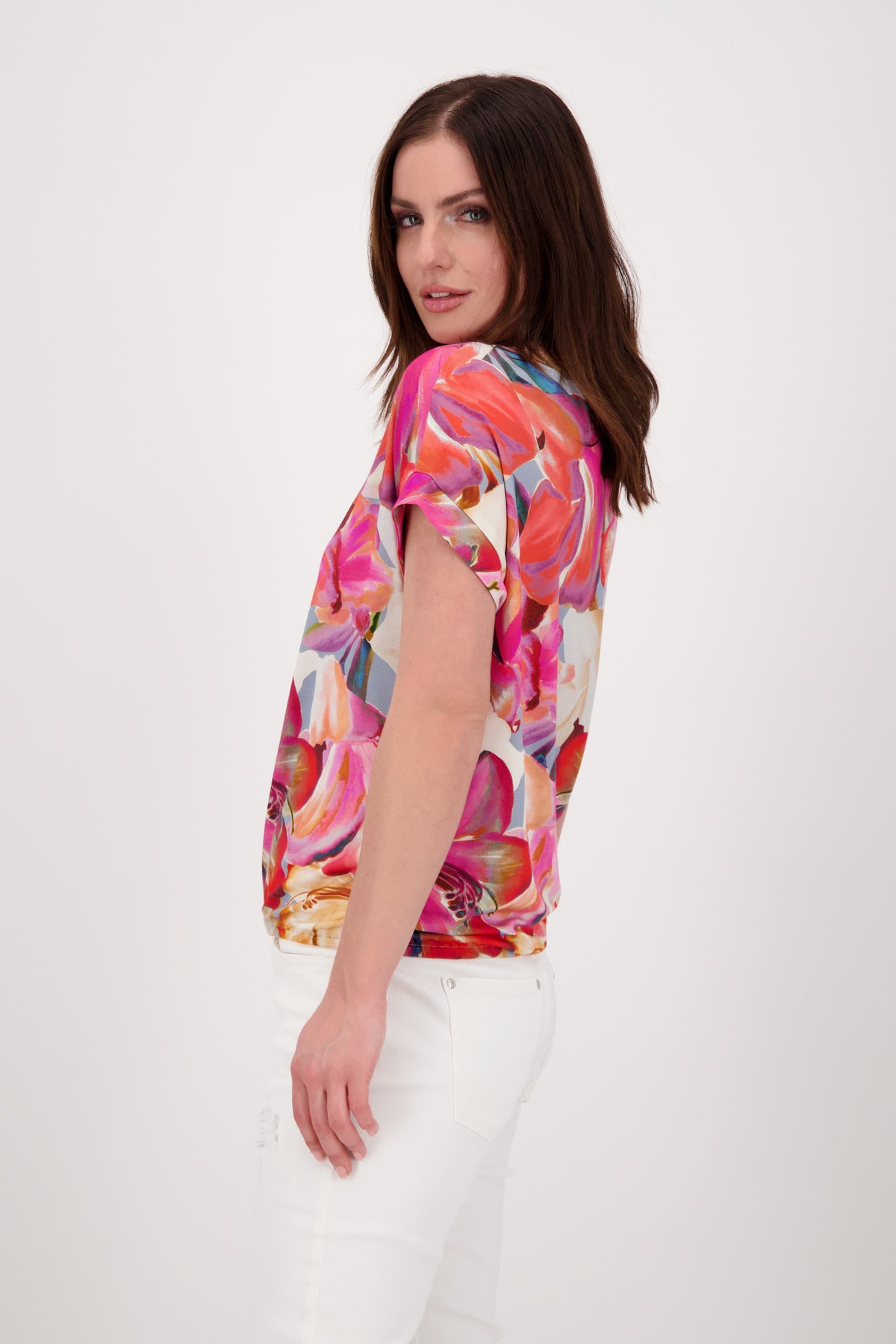 T-Shirt, melone gemustert