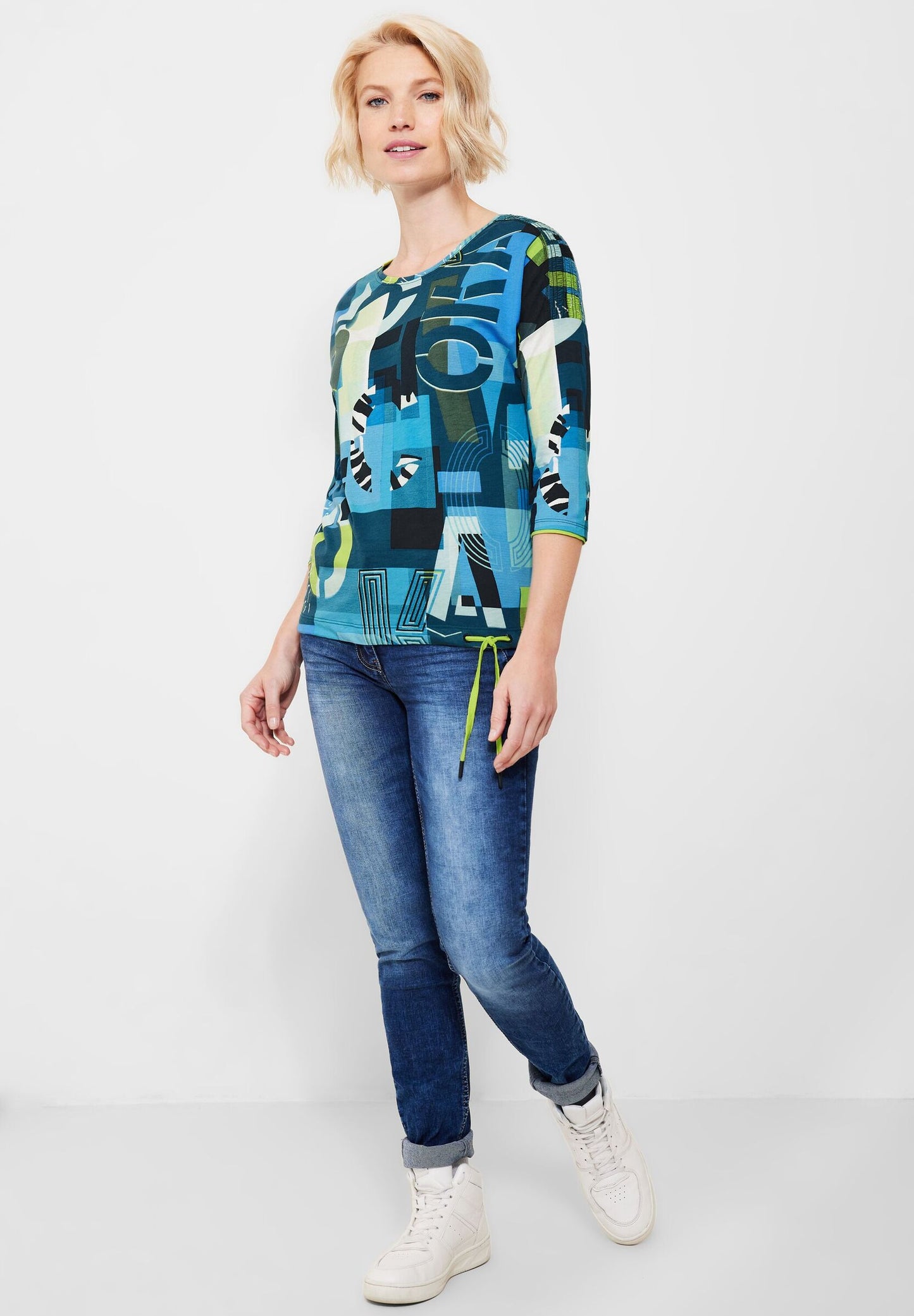 Printshirt mit Smockdetails