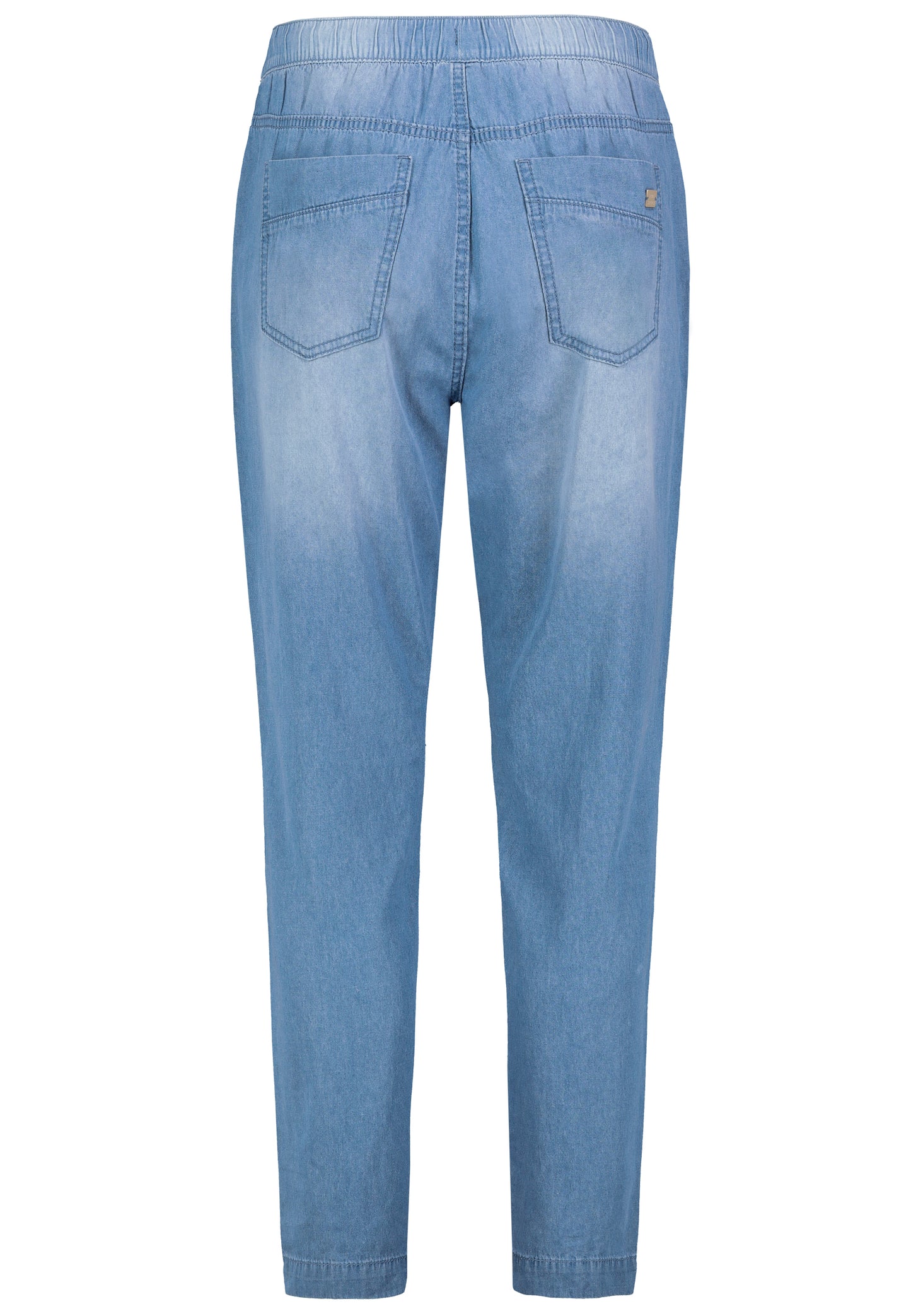 Denim, schräge Eingrifftaschen, Passe, Taschen hinten, Gummibund mit String, brush,stone wash