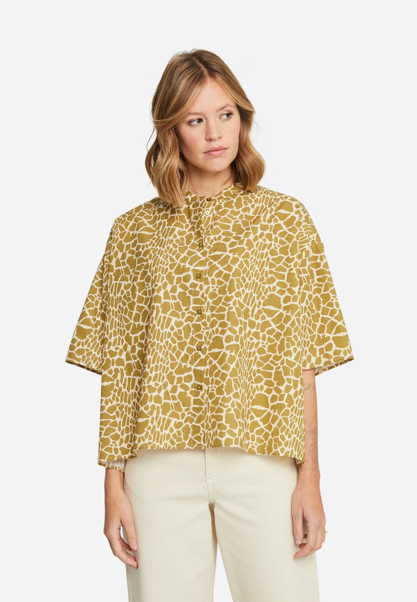 Boxy round neck 1/2 Slv Blouse