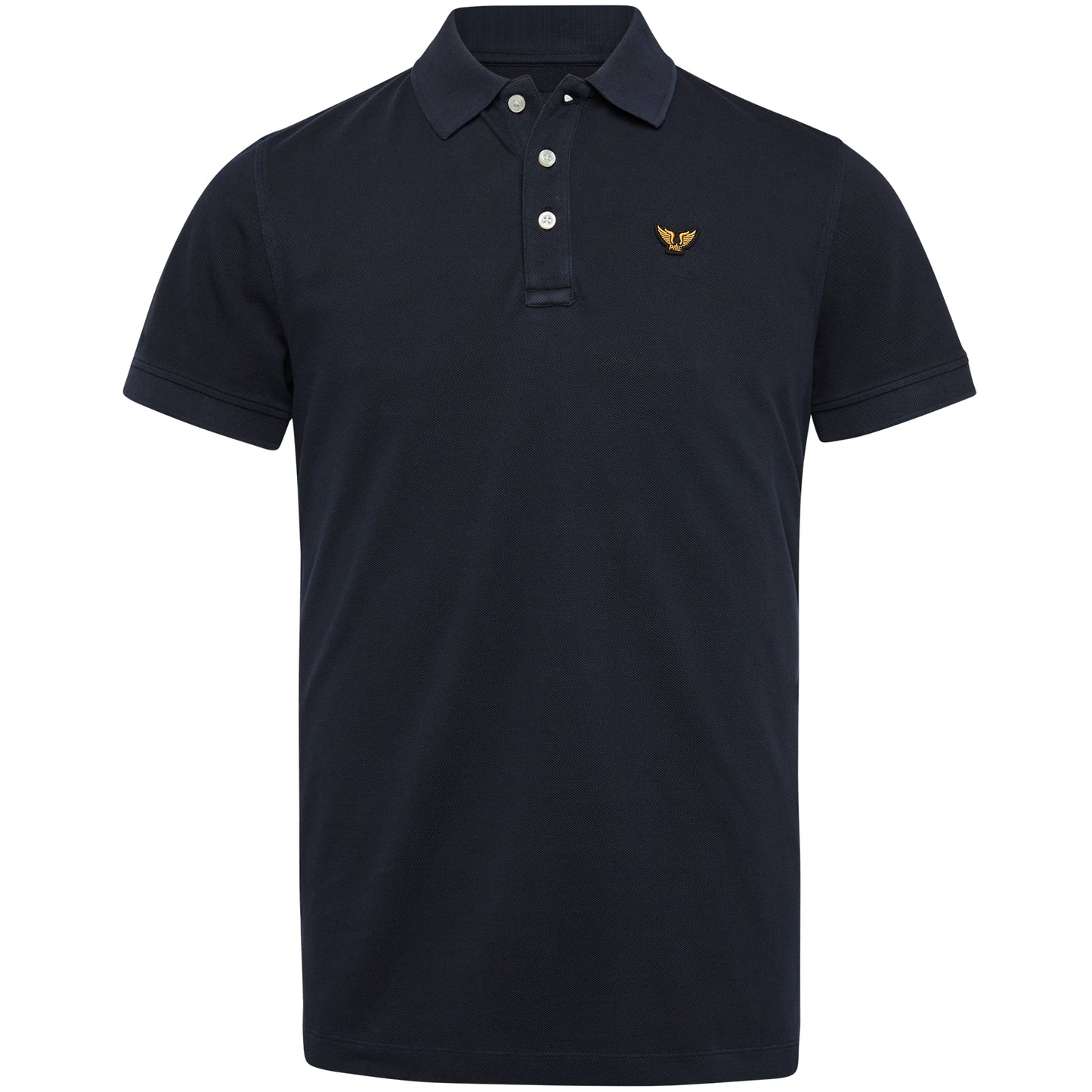 Short sleeve polo garment dyed pique