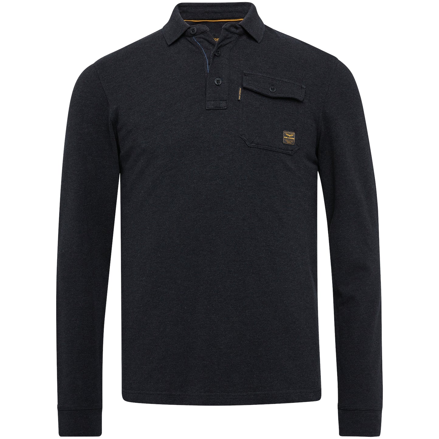 Long sleeve polo rugged pique melange