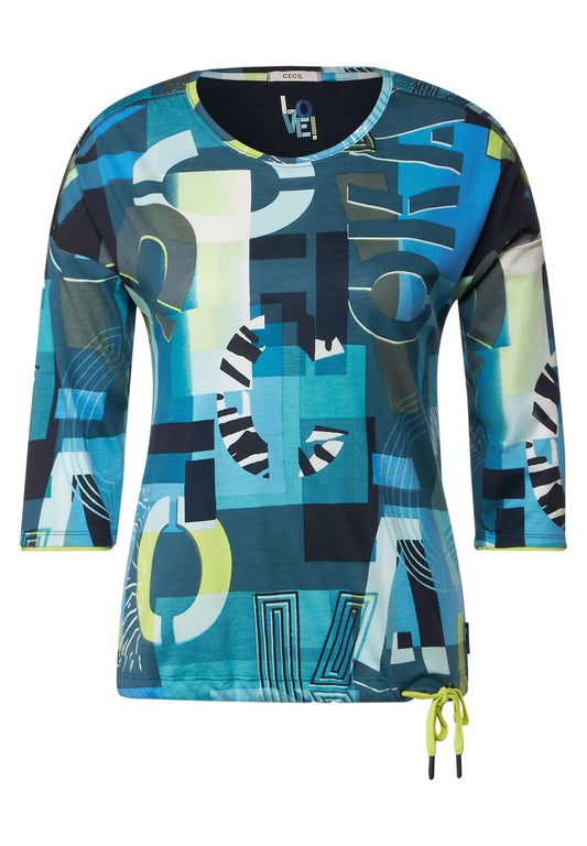 Printshirt mit Smockdetails