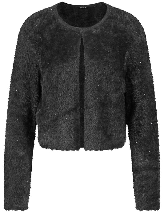 Flauschige Strickjacke mit Glitzer-Pailletten