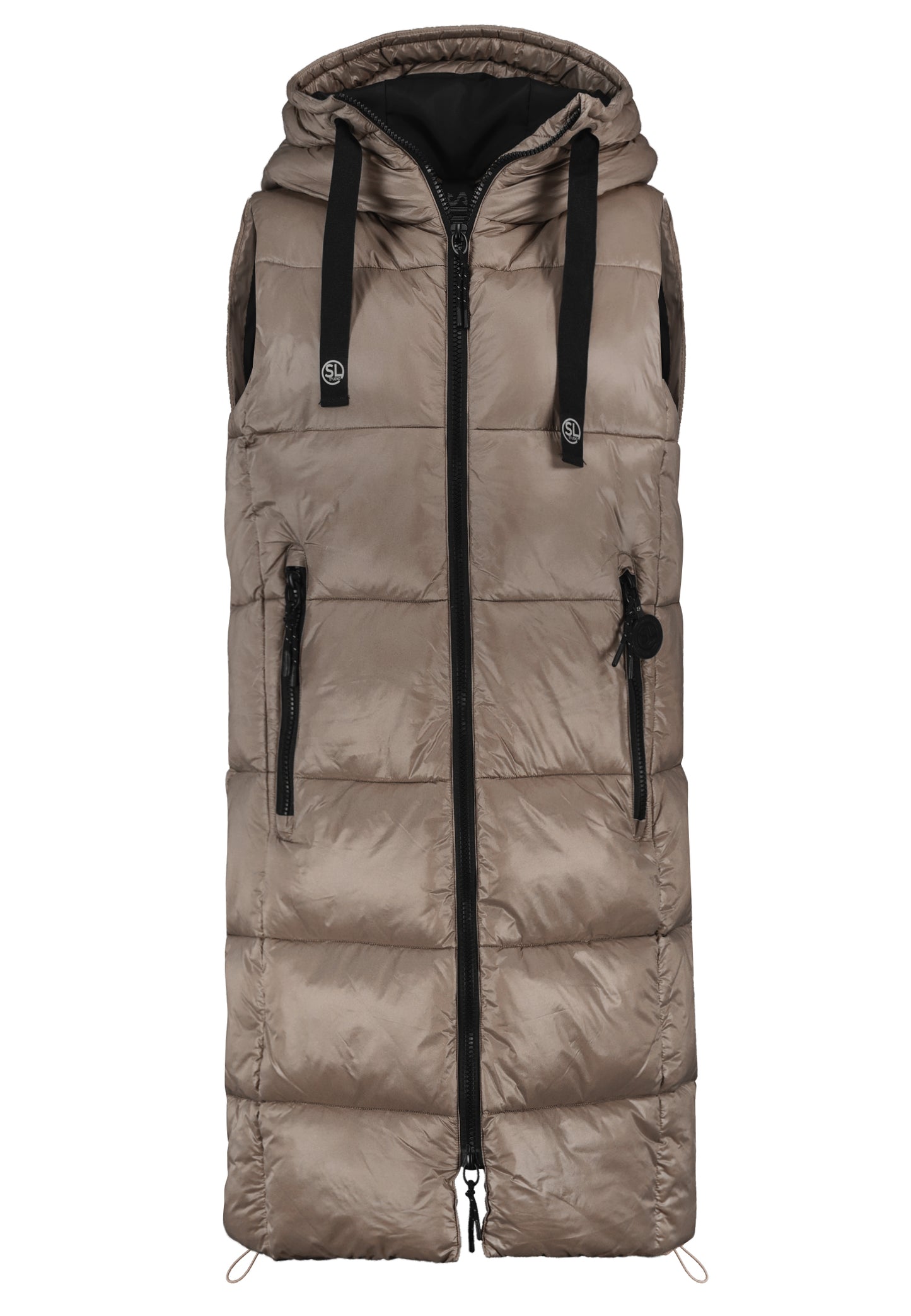 DOB lange Steppweste, Stehkragen +, lentil brown