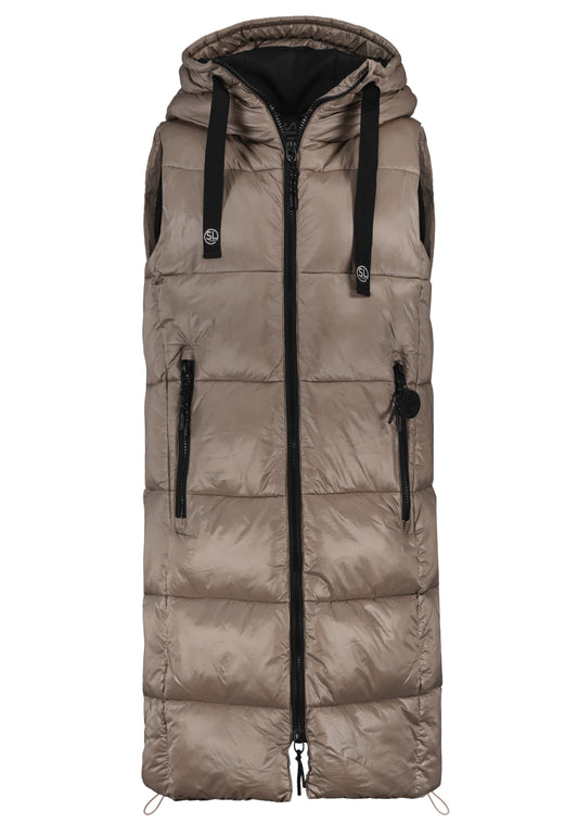 DOB lange Steppweste, Stehkragen +, lentil brown