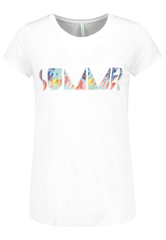 Shirt,kurzarm, Rundhals mit Blende,Nackenband, Fotodruck auf Vorderteil"SUMMER"