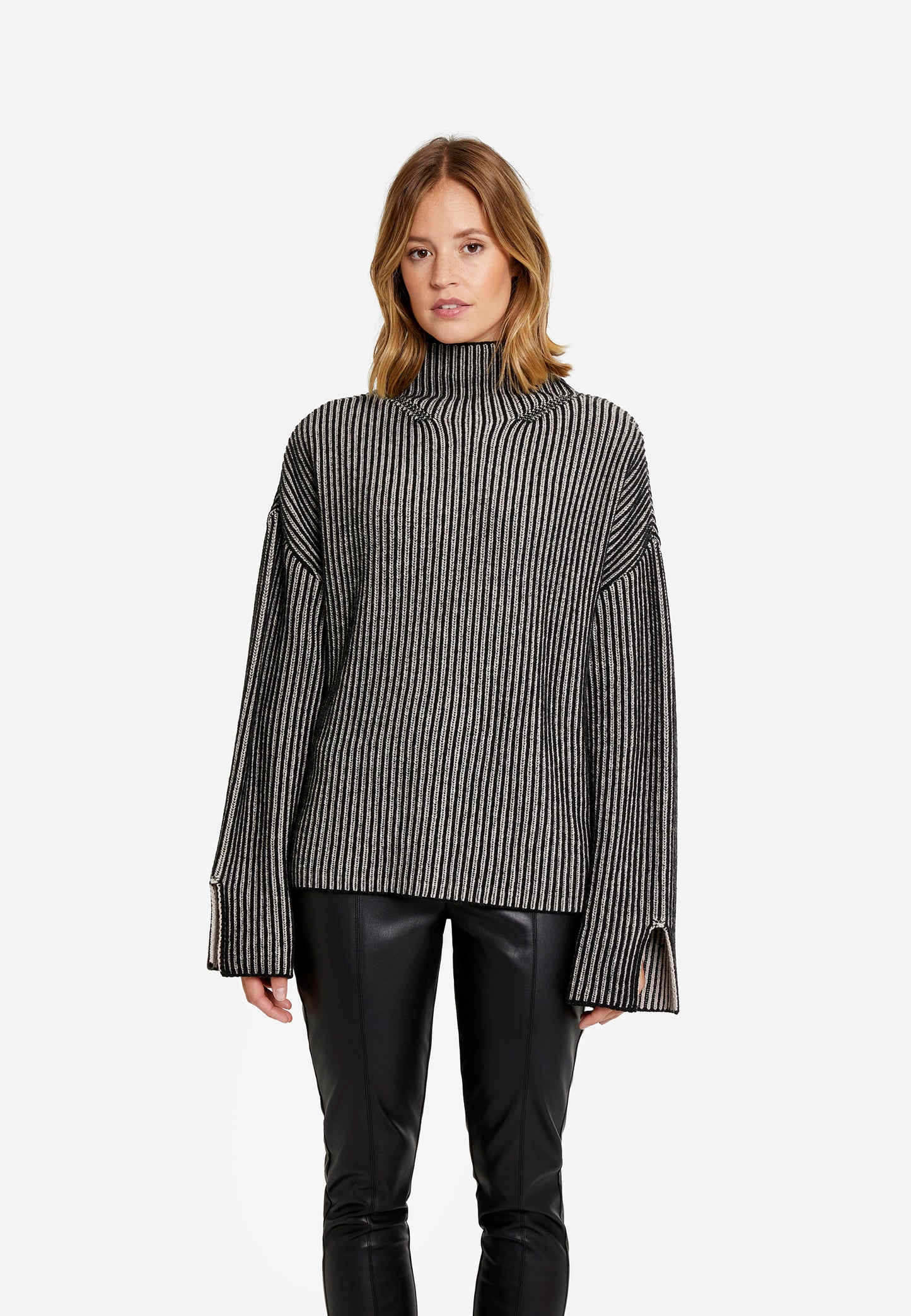 Ribbed High Collar Pullover
