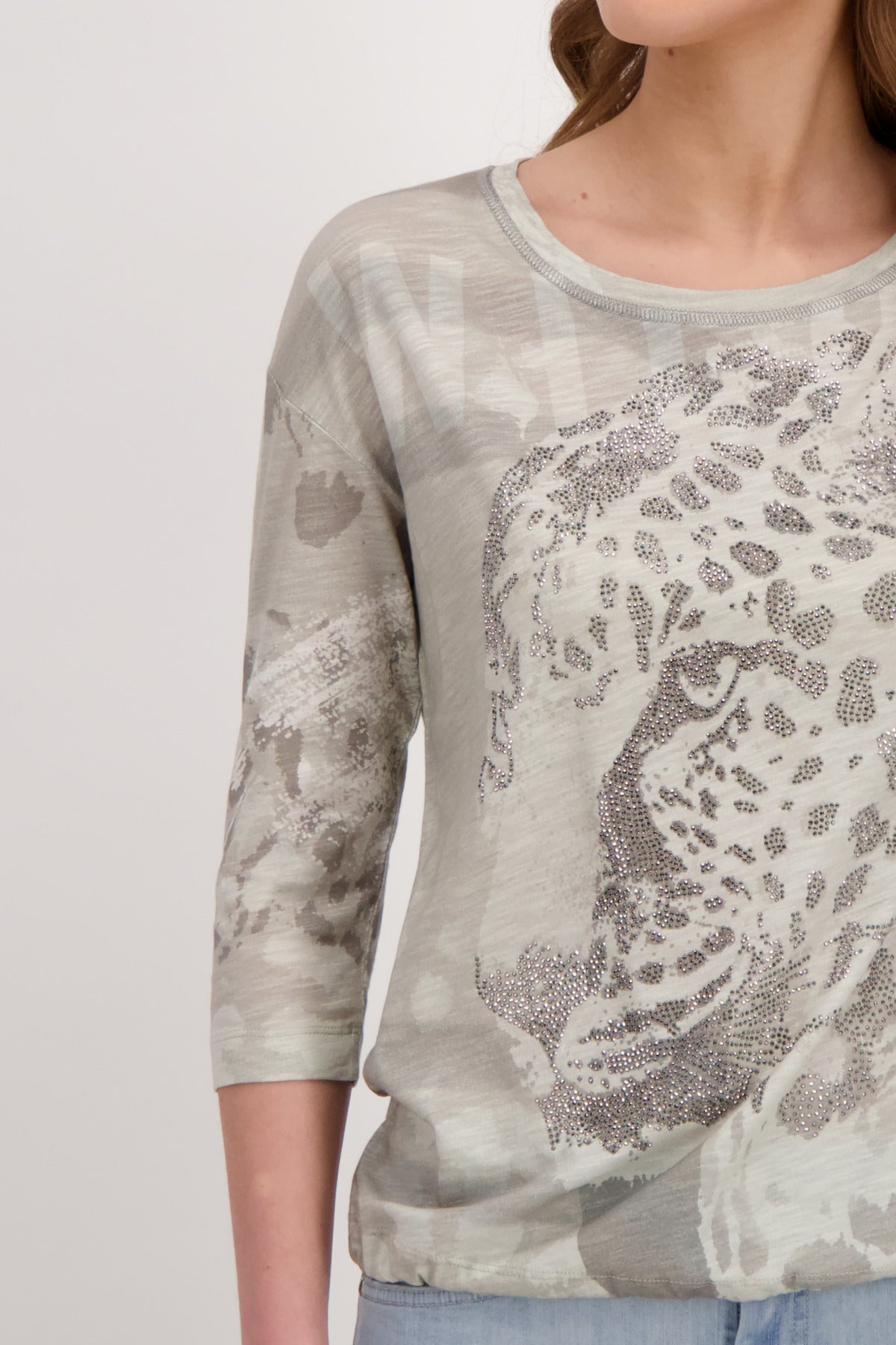 T-Shirt, light khaki gemustert